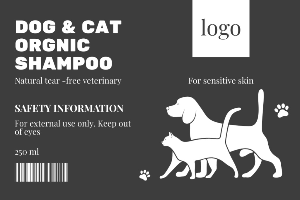 Organic Shampoo for Cats and Dogs Label tervezősablon