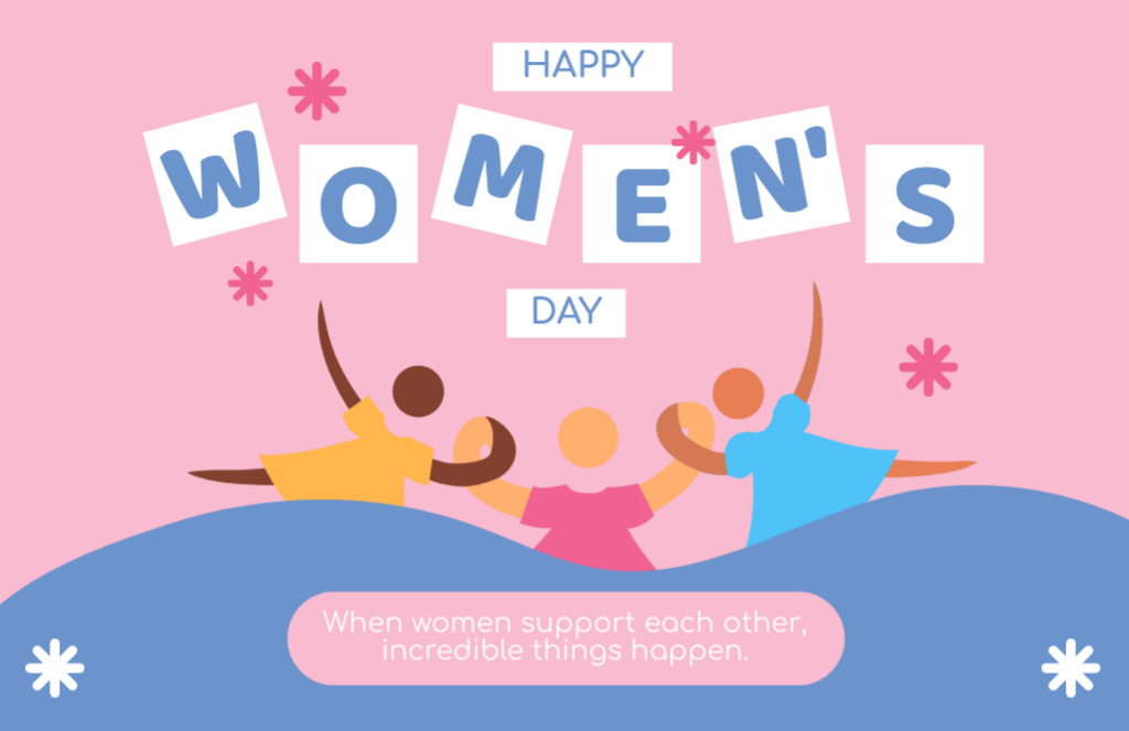 Template di design Creative Simple Illustration with Motivational Phrase for Women's Day Thank You Card 5.5x8.5in