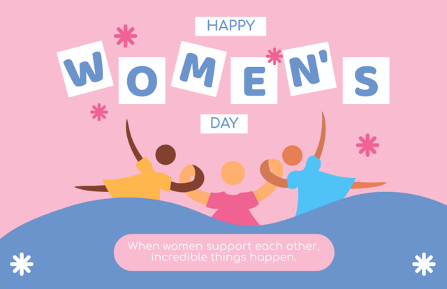 Creative Simple Illustration with Motivational Phrase for Women's Day Thank You Card 5.5x8.5in – шаблон для дизайну