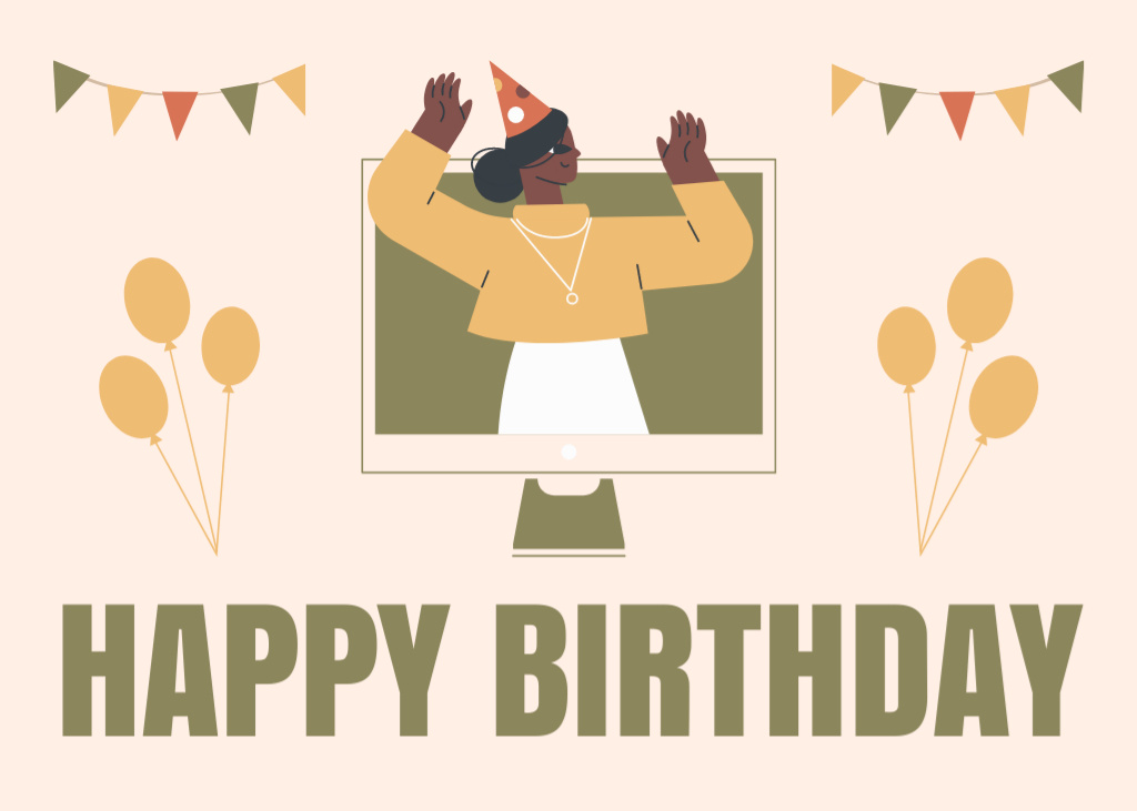 Modèle de visuel Online Greeting for Birthday - Postcard 5x7in