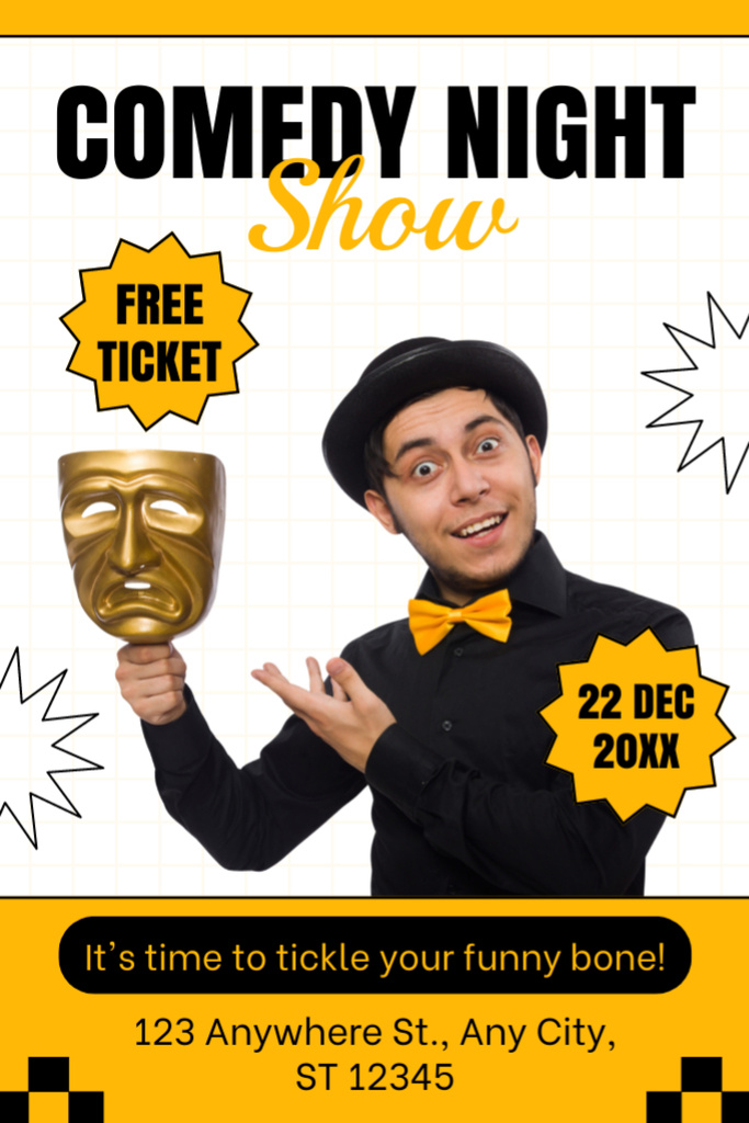 Template di design Night Comedy Show with Cheerful Comedian Tumblr