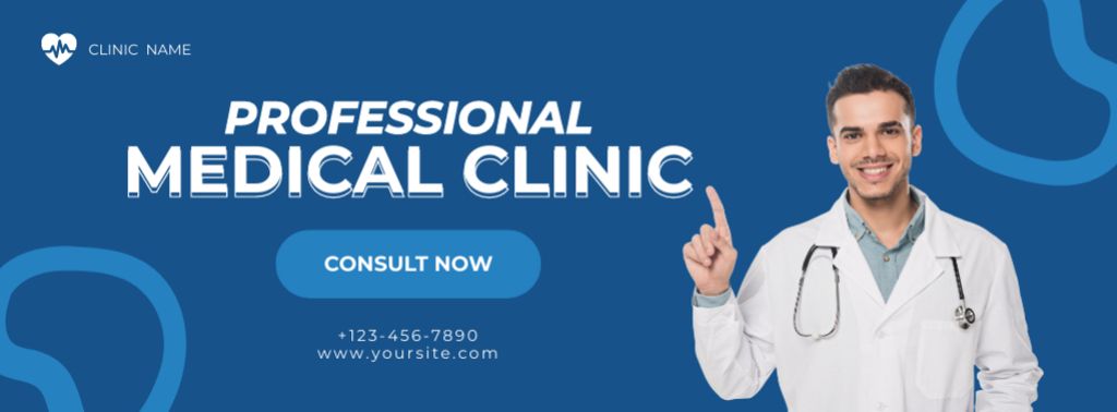 Services of Professional Medical Clinic Facebook cover Πρότυπο σχεδίασης