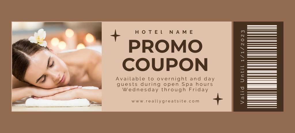 Discount on Spa Services in Hotel Coupon 3.75x8.25in – шаблон для дизайну