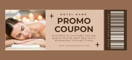 Discount on Spa Services in Hotel Coupon 3.75x8.25in Design Template