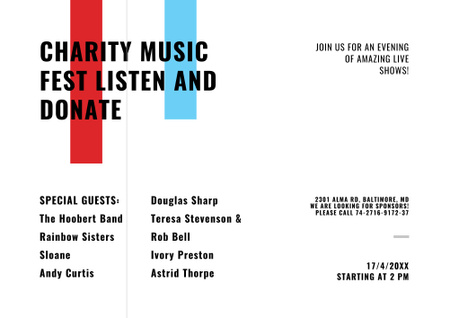 Charity Music Fest Poster B2 Horizontal Design Template