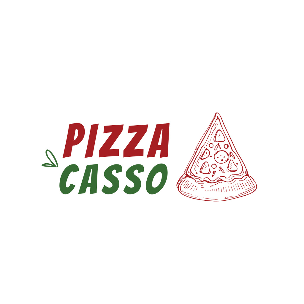 Pizzeria Ad with Slice of Pizza Sketch Logo 1080x1080pxデザインテンプレート