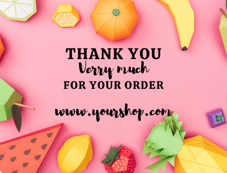 Platilla de diseño Thankful Phrase With Fruits And Berries Postcard 4.2x5.5in