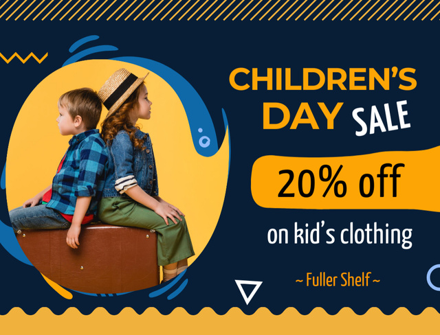 Practical Kid's Apparel Sale Offer On Child's Day Postcard 4.2x5.5in – шаблон для дизайна