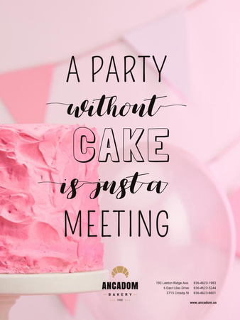 Party Organization Services with Cake in Pink Poster US Modelo de Design