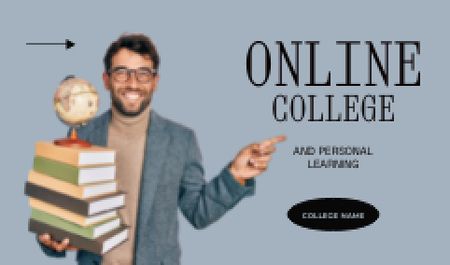 Plantilla de diseño de Online College Apply Announcement Business card 