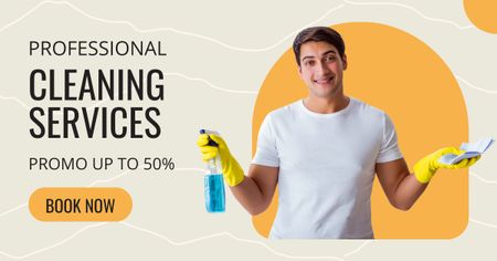 Cleaning Services Offer with Promo Discounts Facebook AD Design Template