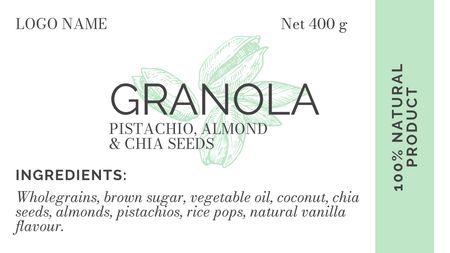 Granola-alennusilmoitus pähkinöillä vihreällä Label 3.5x2in Design Template