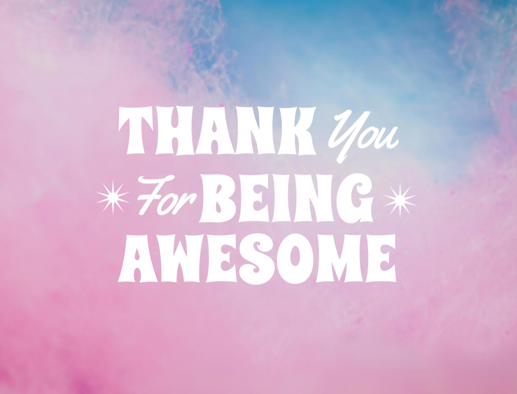 Plantilla de diseño de Thank You for Being Awesome Phrase On Pastel Gradient Postcard 4.2x5.5in 