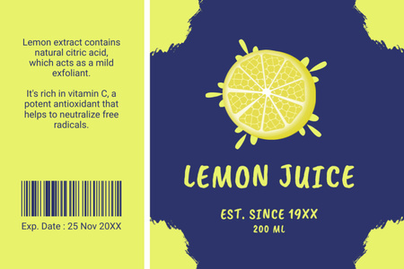 Healthy Lemon Juice Offer With Description Label Design Template