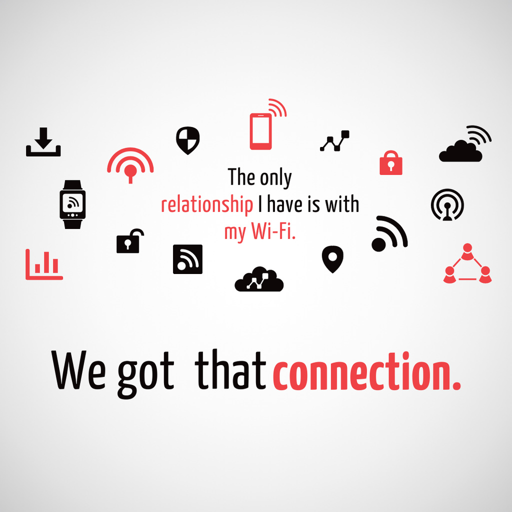 Wi-Fi technology sign and icons Instagram AD Šablona návrhu