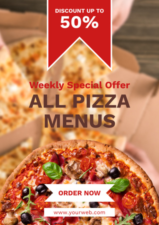 Discount on All Pizza in Menu Poster Design Template