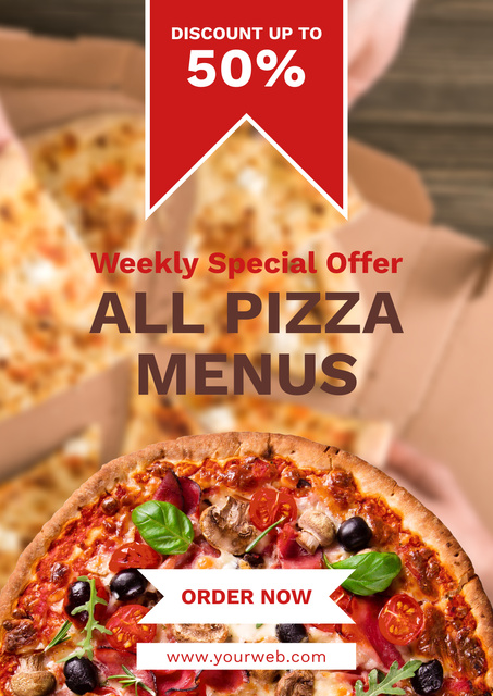 Discount on All Pizza in Menu Poster Tasarım Şablonu