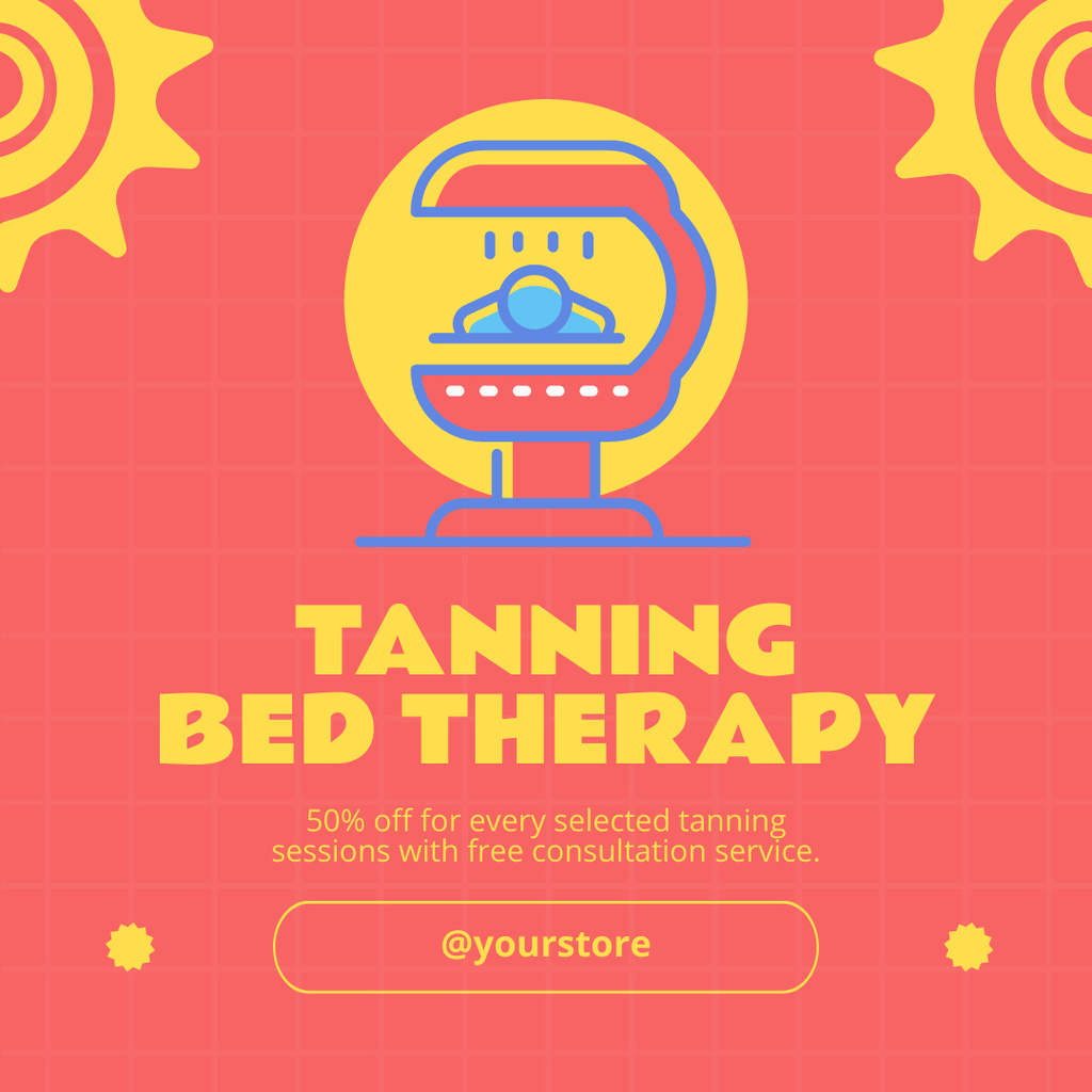 Ontwerpsjabloon van Instagram AD van Tanning Bed Therapy Offer