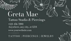 Tattoo Studio And Piercings Services With Floral Pattern