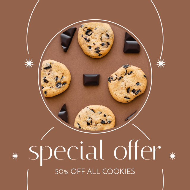 Special Pastry Offer with Chocolate Cookies Instagramデザインテンプレート