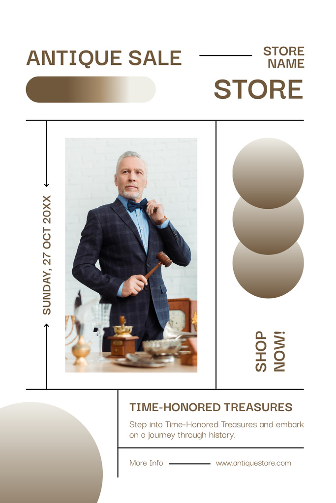 Template di design Antique Sale With Coffee Grinder And Tableware Pinterest