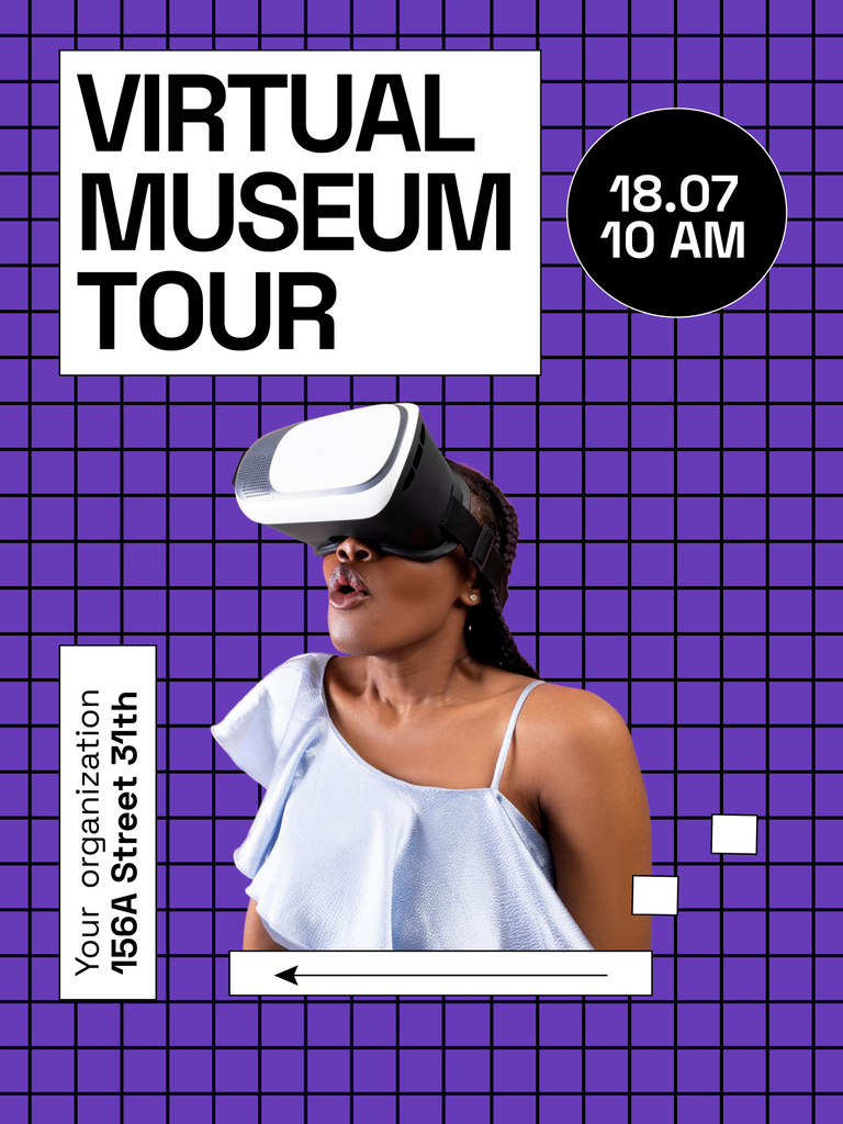 Virtual Gallery Tour Promotion In Purple Poster 36x48in Šablona návrhu