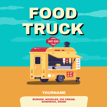 Street Food Ad with Booth on Wheels Instagram Design Template