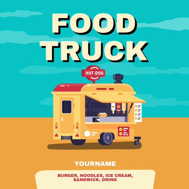 Street Food Ad with Booth on Wheels Instagram Πρότυπο σχεδίασης