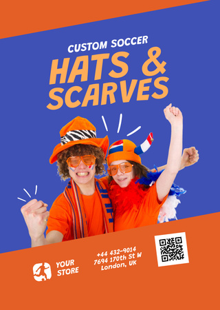 Soccer Hats and Scarves Sale Offer Flyer A6 Tasarım Şablonu