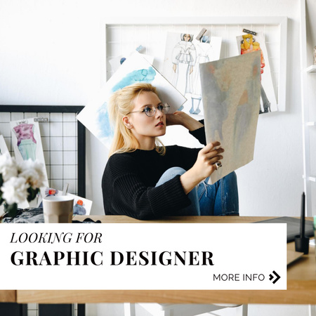 Designvorlage Girl with Sketches of Clothes für Instagram