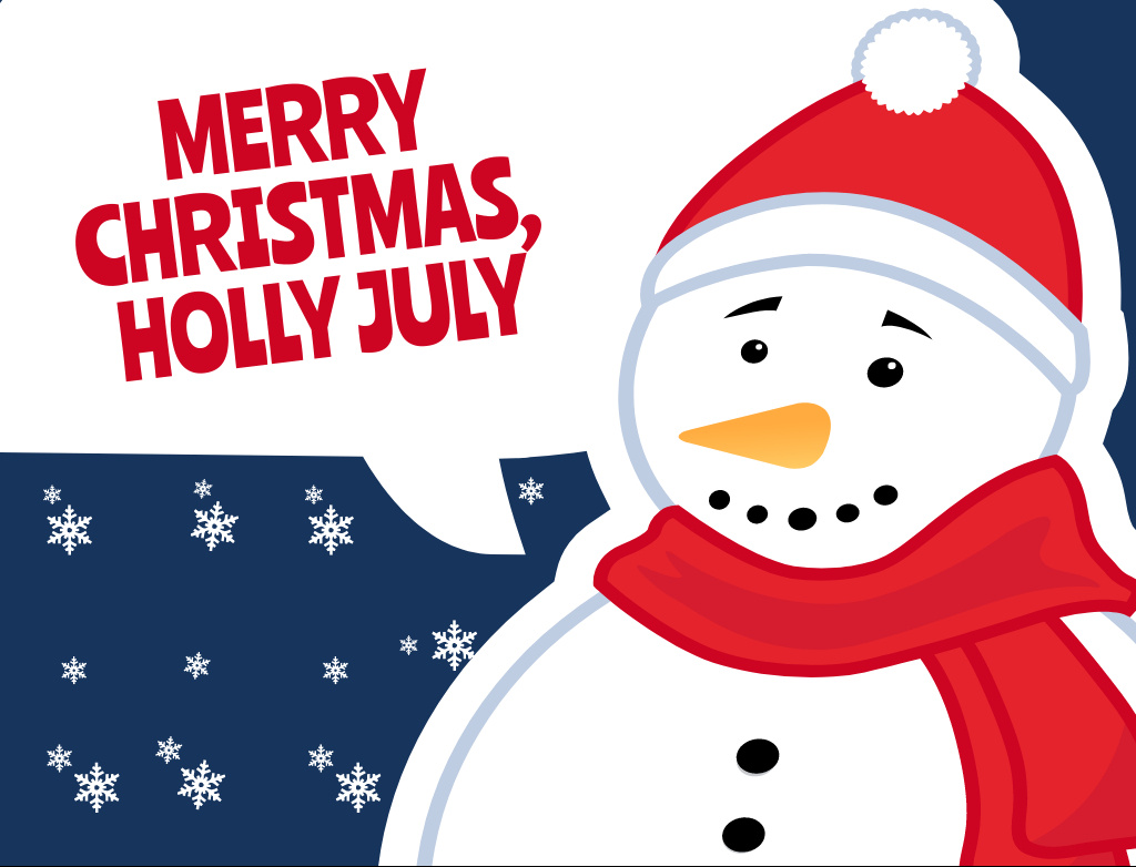 Snowman For Christmas In July Sincere Congrats Postcard 4.2x5.5in Šablona návrhu