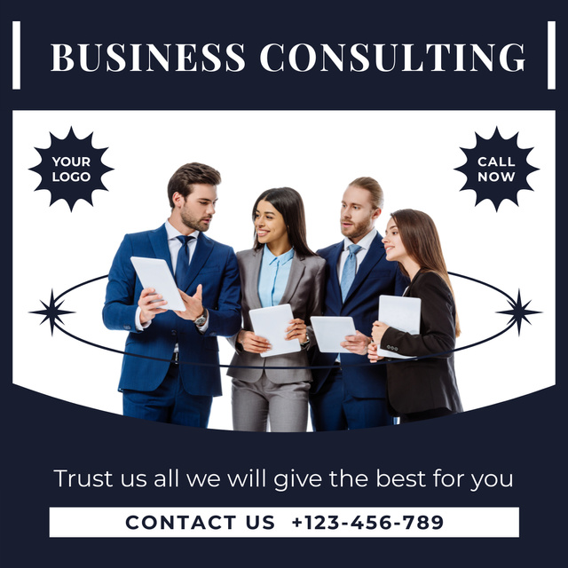 Business Consulting Services with Big Team LinkedIn post tervezősablon