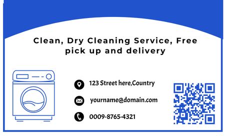 Offer of Laundry and Dry Cleaning Services Business Card 91x55mm Design Template