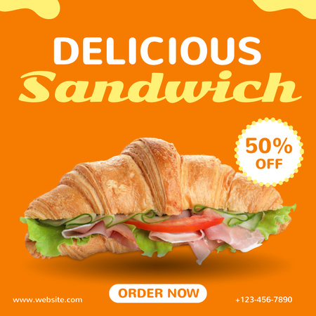 Lunch Special Offer with Sandwich Instagram Tasarım Şablonu