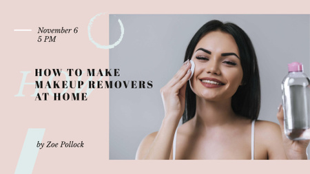 Woman cleaning Face from makeup FB event cover Design Template