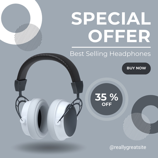 Plantilla de diseño de Special Offer for Wireless Headphones on Grey Instagram 