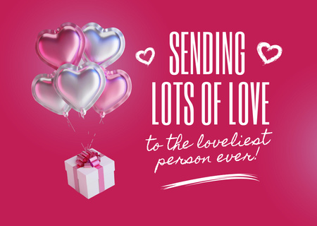 Valentine's Day Greeting with Festive Gift Postcard Design Template