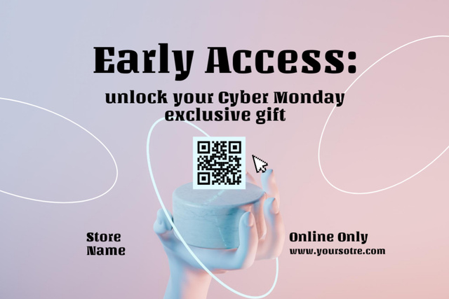 Online Sale on Cyber Monday with Hand Postcard 4x6in – шаблон для дизайна