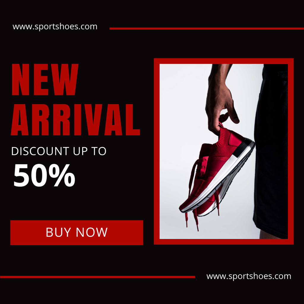 Designvorlage Comfy Sport Shoes At Half Price Offer für Instagram