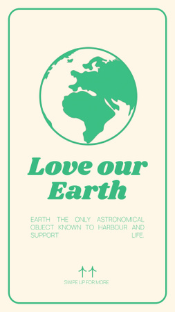 Ontwerpsjabloon van Instagram Video Story van Oproep om van onze aarde te houden op groen