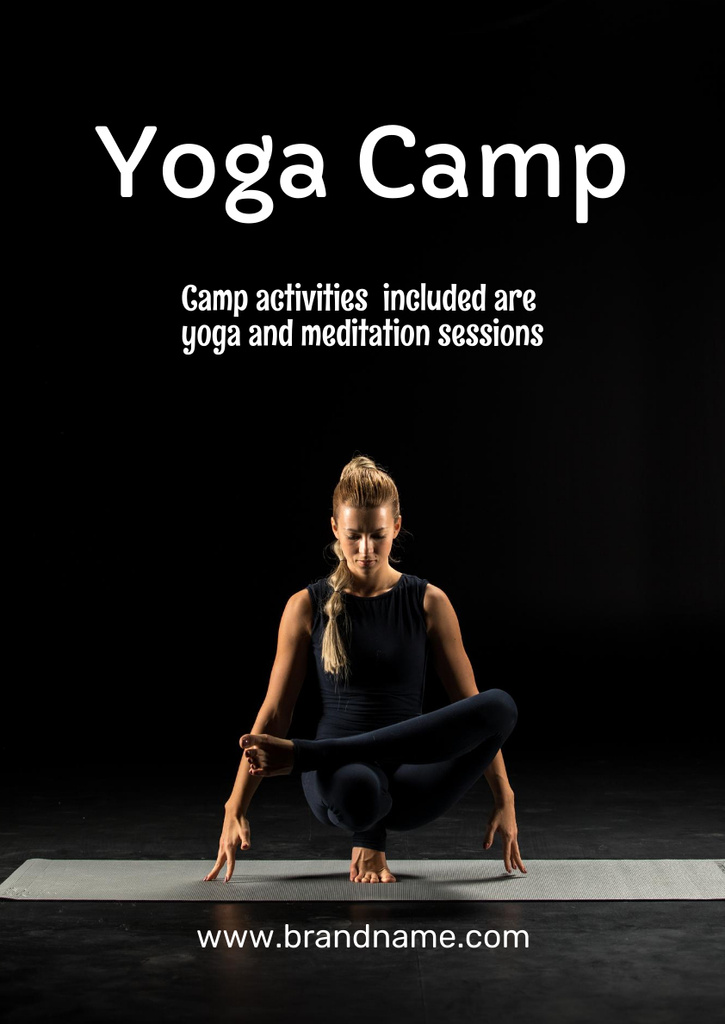 Designvorlage Yoga Camp Promotion With Activities Description für Poster A3
