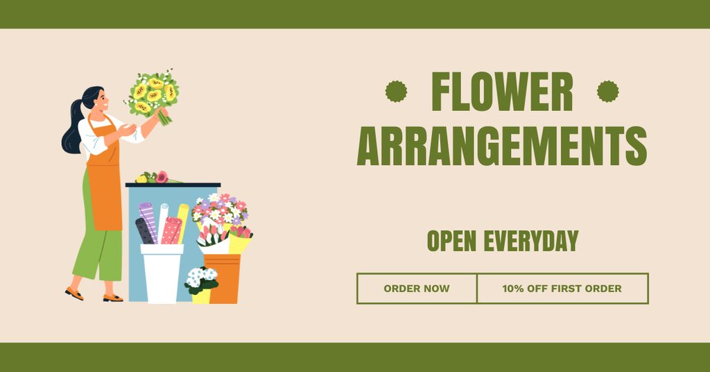 Flower Arrangements Service with Professional Florist Facebook ADデザインテンプレート