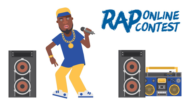 Rap Contest Announcement Man Performing with Microphone Full HD video Modelo de Design