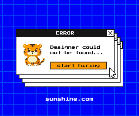 Graphic Designer Hiring Application with Cute Cartoon Tiger Cub Facebook Design Template