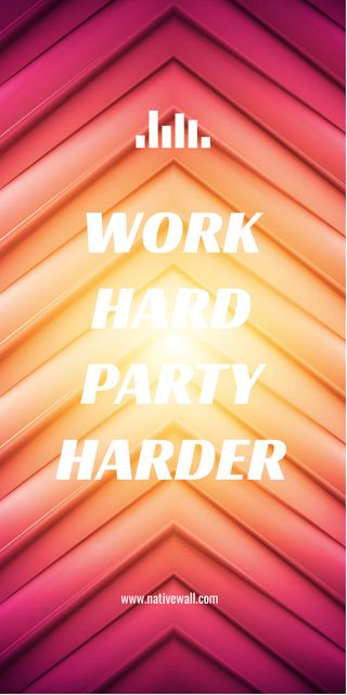 Hard Work quote on red and yellow stripes Graphic Tasarım Şablonu