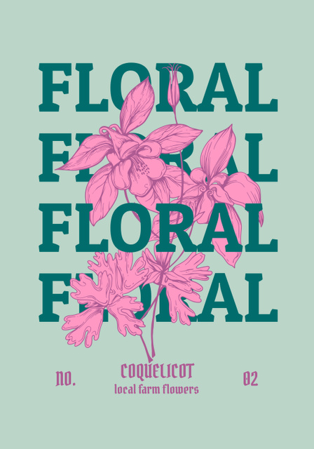 Local Flower Farm Offer with Pink Flowers Poster 28x40in Modelo de Design