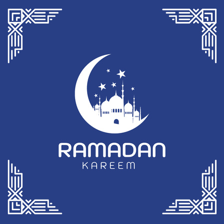 Moon and Mosque for Ramadan Greeting Instagram Design Template