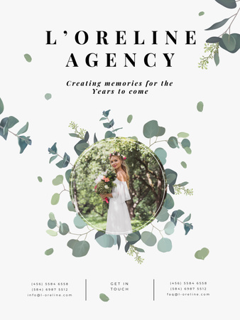 Happy Bride for Wedding Agency Ad Poster US Design Template