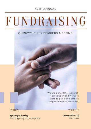 Fundraising Meeting Supporting Hand Poster Design Template