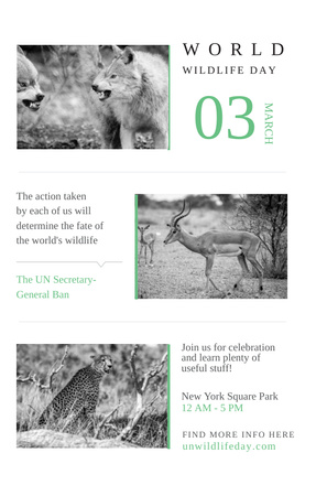 Plantilla de diseño de Día Mundial de la Vida Silvestre Animales en Hábitat Natural Invitation 4.6x7.2in 